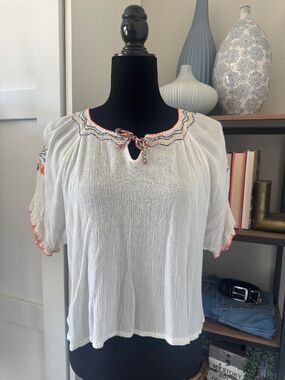 Hurley Gauzy Embroidered Crop Top - Size S